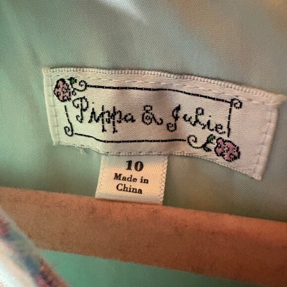 Pippa & Julie Girls Metallic Jacquard Fit & Flare Dress Size 10 Mint Gold - Picture 5 of 6